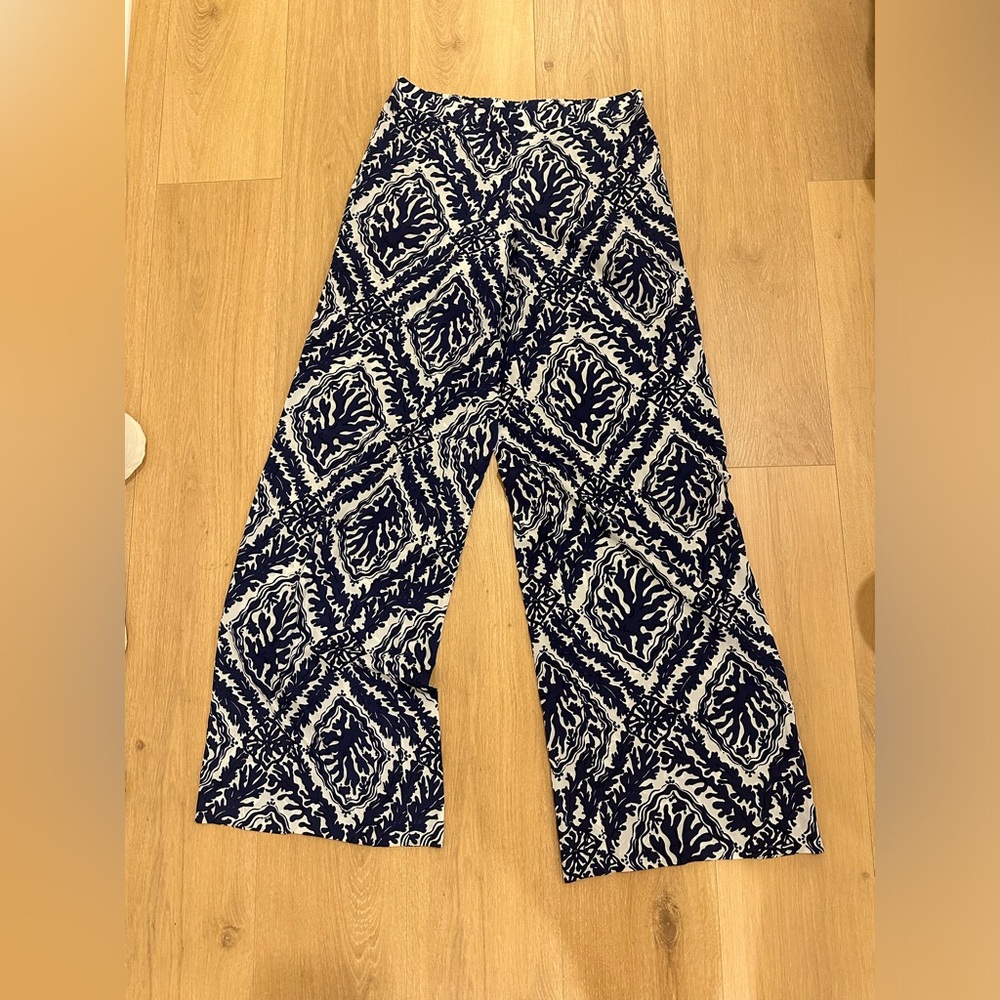 Lilly Pulitzer Coral Navy Wide Leg Pant